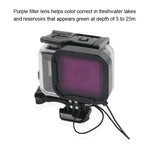 Boîtier étanche 45 m + coque arrière pour écran tactile pour GoPro NEW HERO /HERO6 /5, avec boucle de montage de base et vis et filtres (violet, rouge, rose), pas besoin de retirer l'objectif, écran tactile + filtres (transparent)