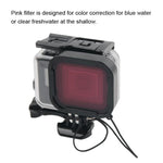 Boîtier étanche 45 m + coque arrière pour écran tactile pour GoPro NEW HERO /HERO6 /5, avec boucle de montage de base et vis et filtres (violet, rouge, rose), pas besoin de retirer l'objectif, écran tactile + filtres (transparent)