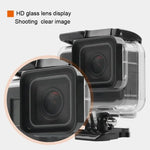 Boîtier étanche 45 m + coque arrière pour écran tactile pour GoPro NEW HERO /HERO6 /5, avec boucle de montage de base et vis et filtres (violet, rouge, rose), pas besoin de retirer l'objectif, écran tactile + filtres (transparent)