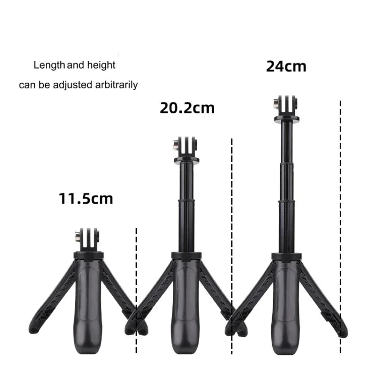 Support trépied pliable multifonctionnel pour selfies, monopode compatible avec GoPro, Insta360, DJI et autres caméras d'action, longueur : 12-23 cm (rouge et bleu).
