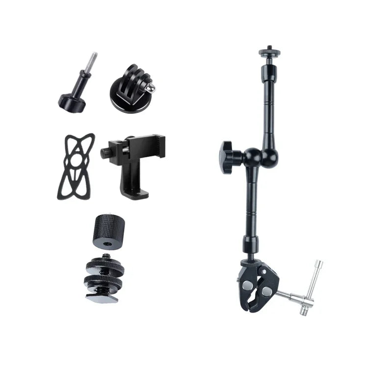 Bras magique articulé à friction réglable de 28 cm + grandes pinces à griffes avec support pour téléphone, Bras magique de 28 cm + pinces à griffes avec support pour téléphone