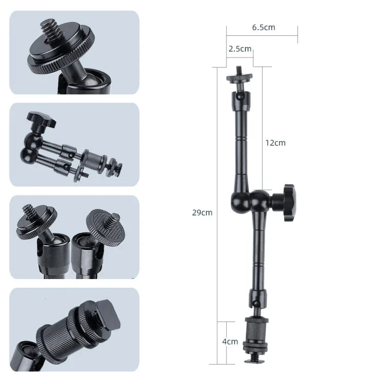 Bras magique articulé à friction réglable de 28 cm + grandes pinces à griffes avec support pour téléphone, Bras magique de 28 cm + pinces à griffes avec support pour téléphone