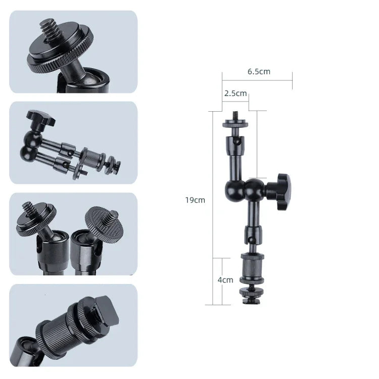 Bras magique articulé à friction réglable de 18 cm + grandes pinces à griffes avec support pour téléphone, Bras magique de 18 cm + pinces à griffes avec support pour téléphone