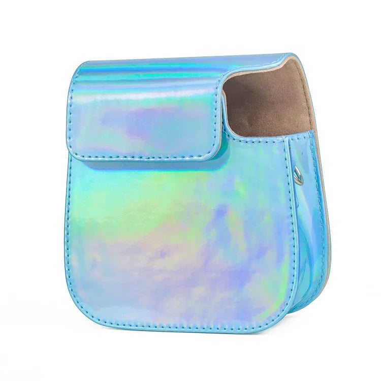 Étui en cuir Aurora Color avec bandoulière pour appareil photo FUJIFILM Instax mini 11, bleu