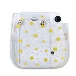 Étui rigide transparent en PVC transparent avec bandoulière pour appareil photo FUJIFILM Instax Mini 11, motif étoiles et cristaux.