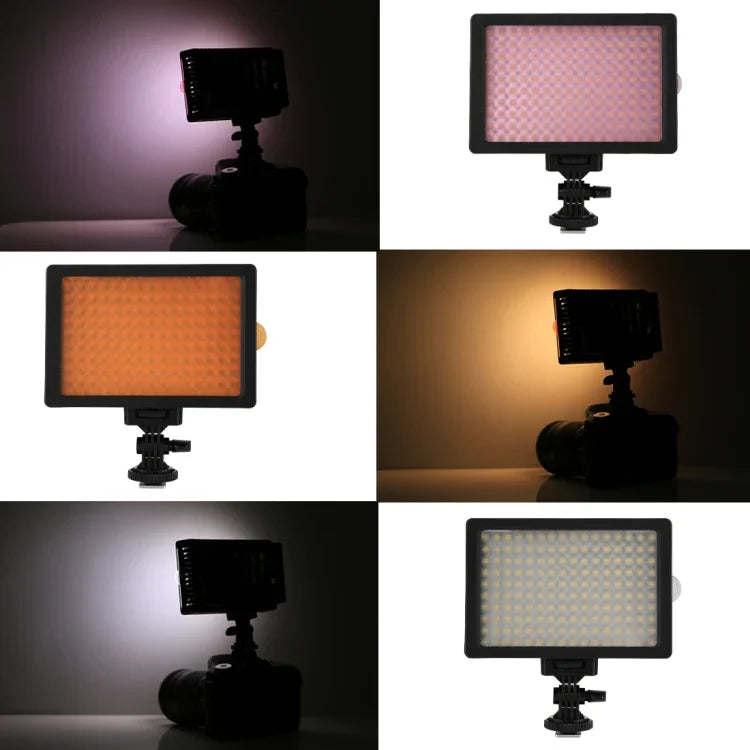 Éclairage vidéo LED blanc HD-160 pour appareils photo reflex numériques Canon, Nikon, avec 3 filtres, HD-160