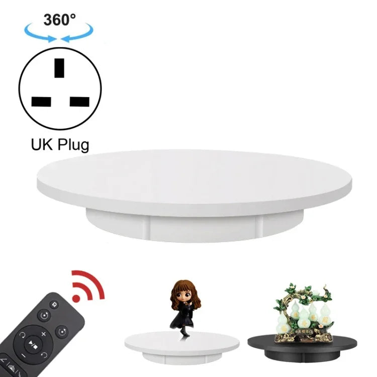 Plateau tournant électrique de 42 cm pour accessoires de tournage vidéo, charge maximale : 100 kg, alimentation secteur, prise britannique, 42 cm, prise britannique