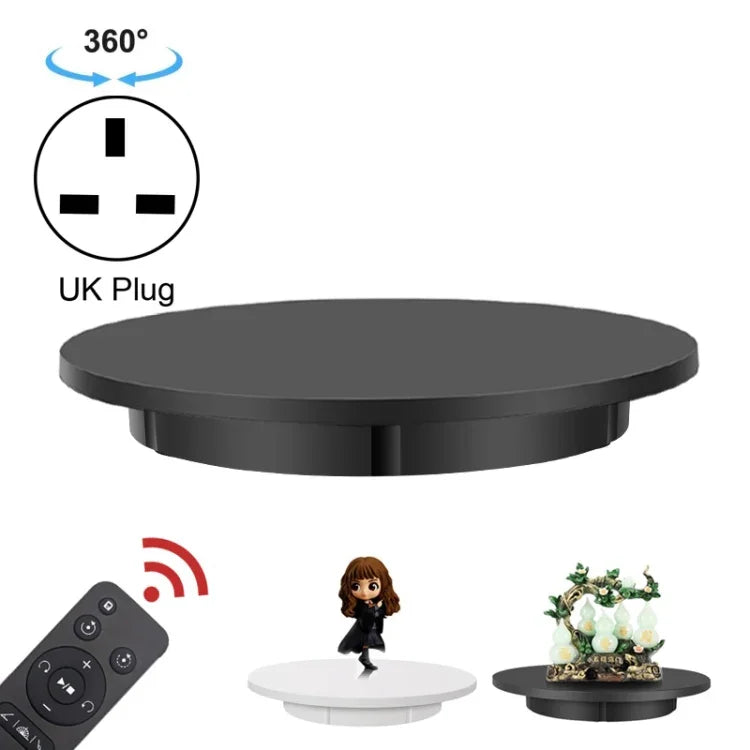 Plateau tournant électrique de 60 cm pour présentoirs, charge maximale : 100 kg, alimentation secteur, prise britannique, 60 cm, prise britannique