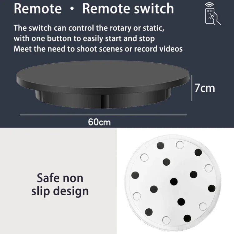 Plateau tournant électrique de 60 cm pour présentoirs, charge maximale : 100 kg, alimentation secteur, prise britannique, 60 cm, prise britannique