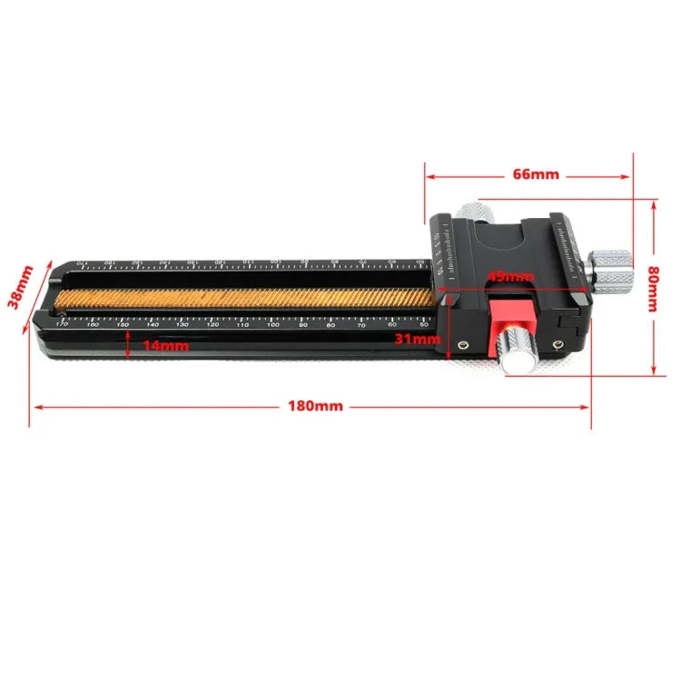 Support de plateau à dégagement rapide pour trépied FITTEST MR-180, rail de précision en aluminium 2 voies pour macro, 180 mm