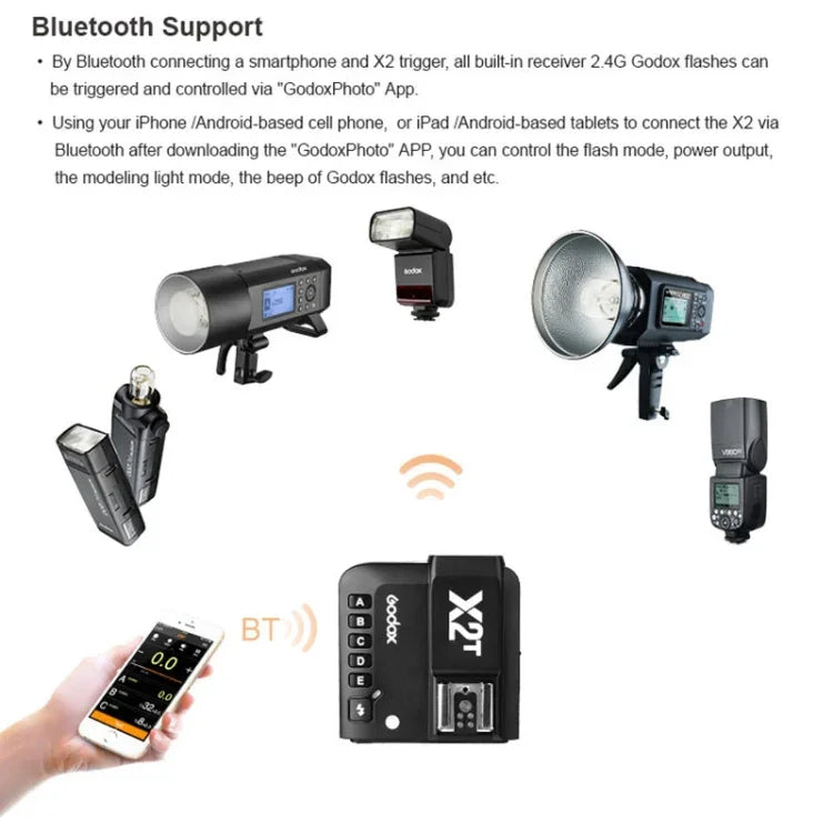Déclencheur de flash sans fil Bluetooth Godox X2T-P E-TTL II pour Pentax, X2T-P pour Pentax