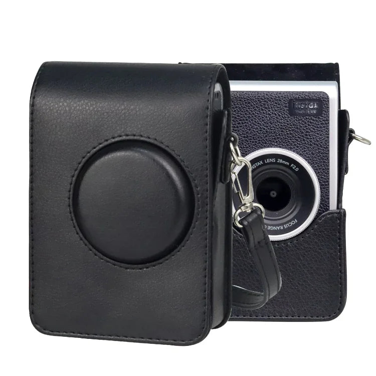 Étui vertical en cuir PU avec bandoulière pour appareil photo FUJIFILM instax mini Evo.