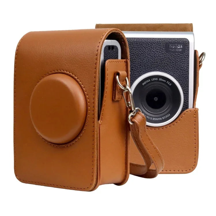 Étui vertical en cuir PU avec bandoulière pour appareil photo FUJIFILM instax mini Evo.