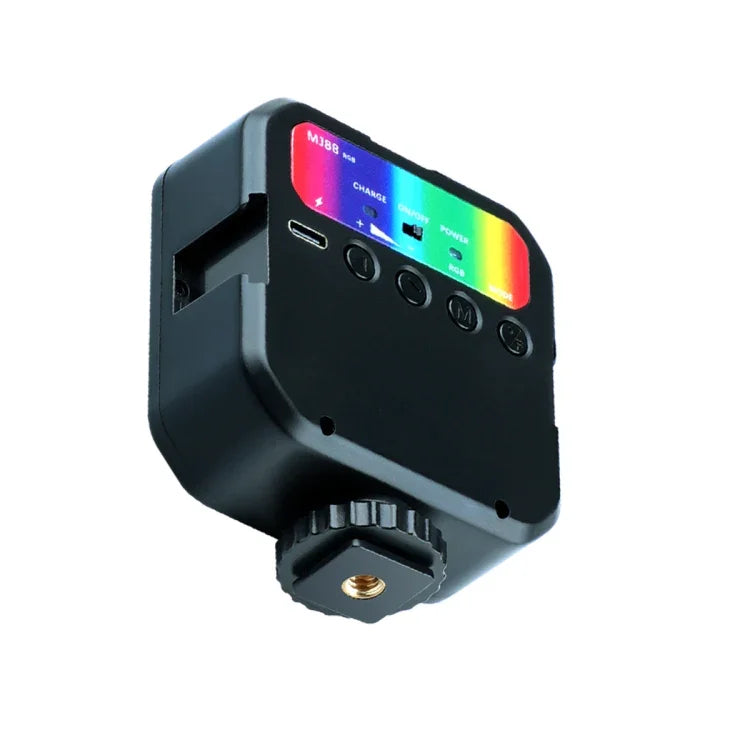 Lampe LED portable MJ88 Pocket 3000-7000K+RGB avec télécommande, idéale pour la photographie et les streams.