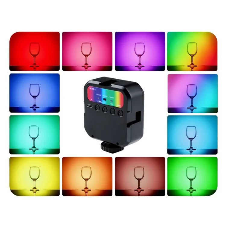Lampe LED portable MJ88 Pocket 3000-7000K+RGB avec télécommande, idéale pour la photographie et les streams.