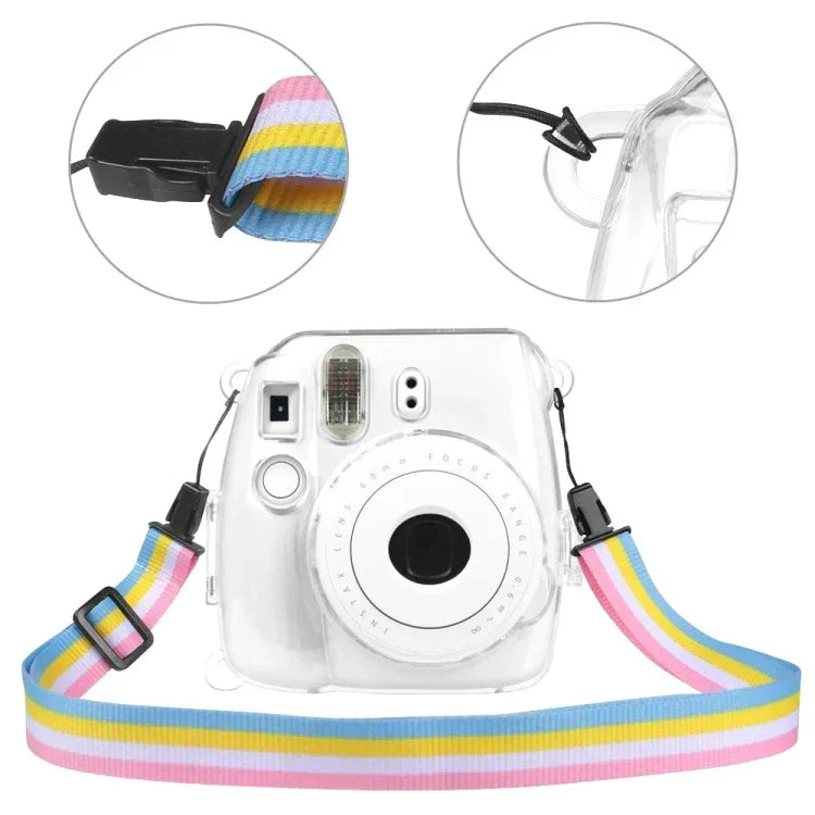 Étui de protection transparent avec dragonne pour FUJIFILM instax mini 9 / mini 8+ / mini 8, pour FUJIFILM instax mini 9
