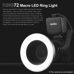 Lampe torche Godox Ring72 Macro Ring à 48 LED avec 8 bagues d'adaptation de tailles différentes, Ring72