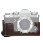 Étui demi-dos en cuir PU avec filetage 1/4 pouce pour FUJIFILM X-T3/X-T2, pour FUJIFILM X-T3