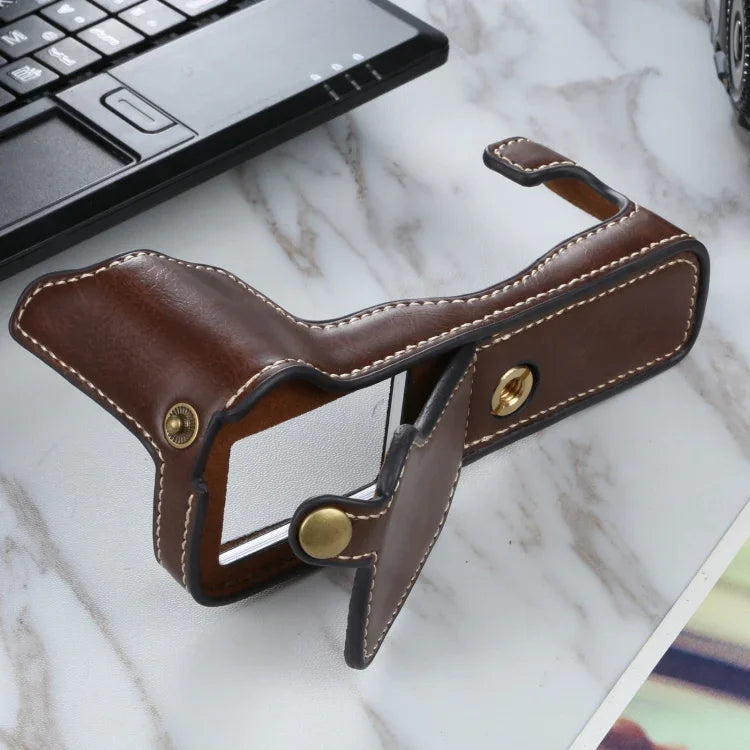 Étui demi-dos en cuir PU avec filetage 1/4 pouce pour FUJIFILM X-T3/X-T2, pour FUJIFILM X-T3