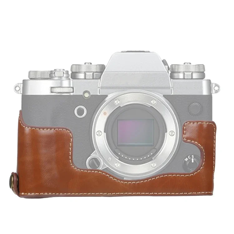 Étui demi-dos en cuir PU avec filetage 1/4 pouce pour FUJIFILM X-T3/X-T2, pour FUJIFILM X-T3