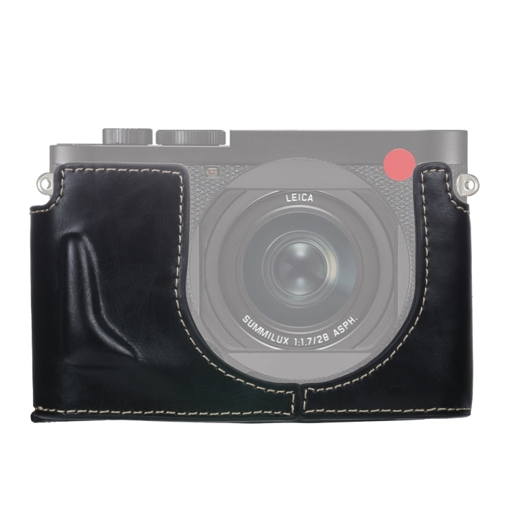 Étui demi-boîtier en cuir PU avec filetage 1/4 pouce pour Leica Q2
