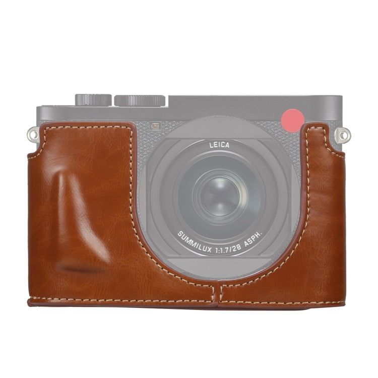 Étui demi-boîtier en cuir PU avec filetage 1/4 pouce pour Leica Q2