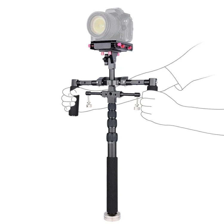 YELANGU S300 - Système multifonctionnel 4 en 1 comprenant un support d'épaule double, un monopode et un stabilisateur pour appareils photo/reflex, hauteur réglable de 63 cm à 170 cm.