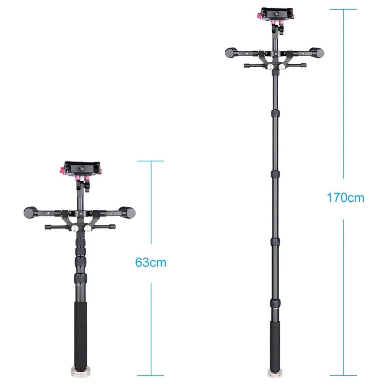 YELANGU S300 - Système multifonctionnel 4 en 1 comprenant un support d'épaule double, un monopode et un stabilisateur pour appareils photo/reflex, hauteur réglable de 63 cm à 170 cm.