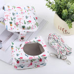 Étui en cuir PU avec bandoulière, motif cactus et flamant rose, pour appareil photo FUJIFILM instax mini 9 / mini 8+ / mini 8.