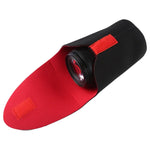 Étui de rangement pour objectif reflex numérique en néoprène épais et antichoc, avec fermeture adhésive, diamètre : 80 mm, hauteur : 130 mm.