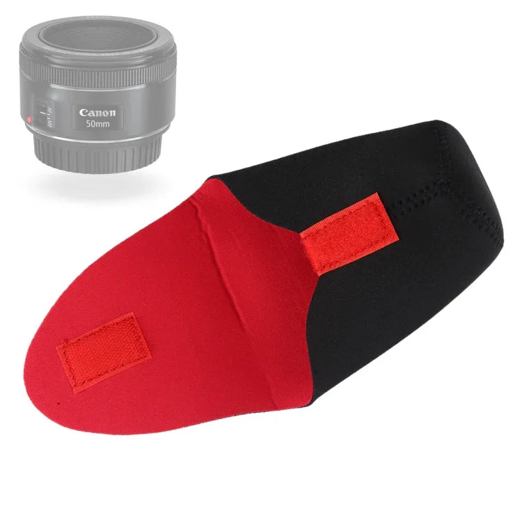 Étui de rangement pour objectif reflex numérique en néoprène épais et antichoc, avec fermeture adhésive, diamètre : 65 mm, hauteur : 100 mm.