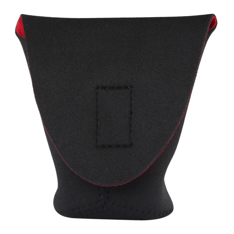 Étui de rangement pour objectif reflex numérique en néoprène épais et antichoc, avec fermeture adhésive. Diamètre : 60 mm, hauteur : 80 mm.