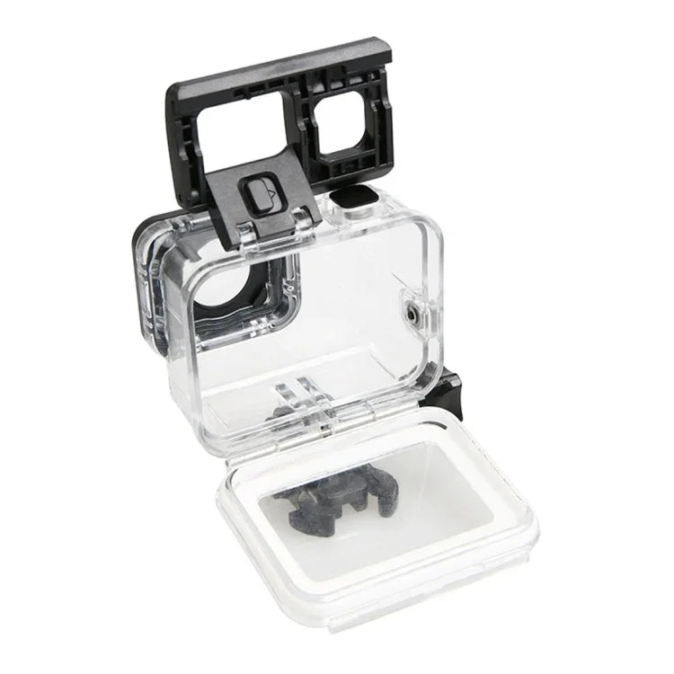 Boîtier de protection étanche à 45 m pour GoPro HERO6/5 avec écran tactile, fixation basique à boucle et vis, sans avoir à retirer l'objectif.