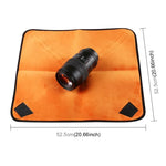Sacoche pliable en tissu épais doublée de velours pour appareil photo reflex numérique, dimensions : 55 x 55 cm.