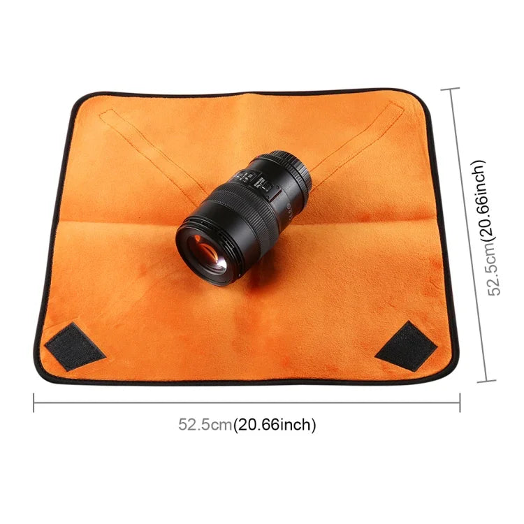 Sacoche pliable en tissu épais doublée de velours pour appareil photo reflex numérique, dimensions : 55 x 55 cm.