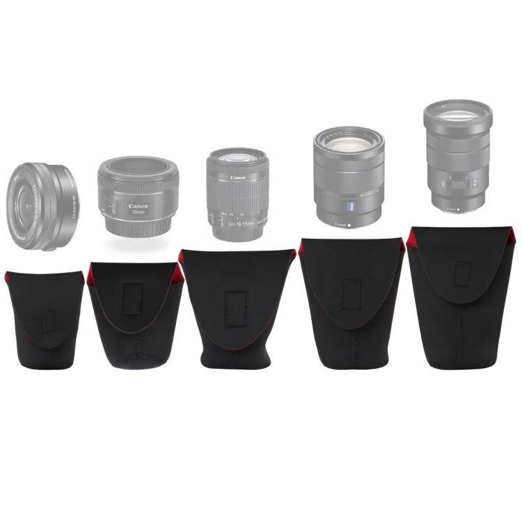 Ensemble de rangement pour objectif reflex 5 en 1, étui de rangement en néoprène épais et antichoc avec fermeture adhésive, 5 en 1