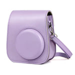 Étui en cuir violet pour appareil photo FUJIFILM Instax mini 11, avec bandoulière.