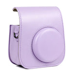 Étui en cuir violet pour appareil photo FUJIFILM Instax mini 11, avec bandoulière.