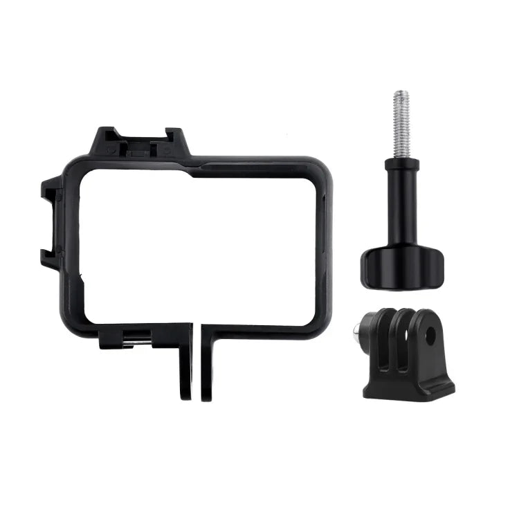 Boîtier de protection en plastique avec support pour Insta360 One R, adaptateur pour trépied, vis longue et griffe porte-accessoires.