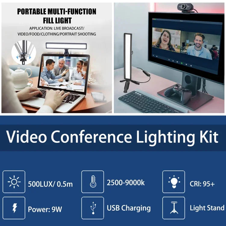 Lampe LED USB LUXCeO WS66 pour visioconférences en direct, 2500K-9000K, bicolore, pour ordinateur portable et conférences, WS66