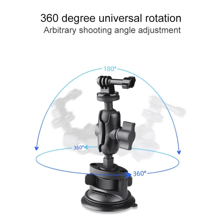 Support à ventouse unique avec adaptateur pour trépied, cordon en acier et boucle de sécurité, ventouse unique