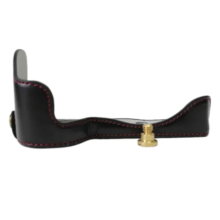 Étui demi-dos en cuir PU avec filetage 1/4 pouce pour appareil photo Sony ILCE-A6500 / A6500