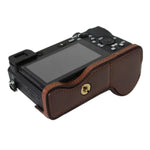 Étui demi-dos en cuir PU avec filetage 1/4 pouce pour appareil photo Sony ILCE-A6500 / A6500