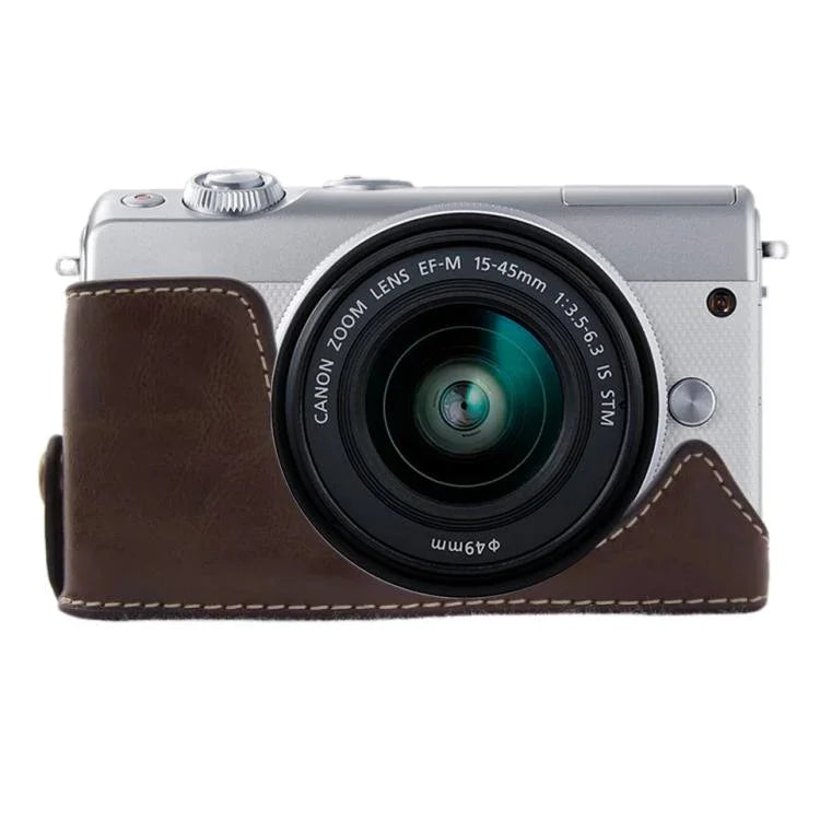Base d'étui demi-boîtier en cuir PU avec filetage 1/4 pouce pour Canon EOS M100