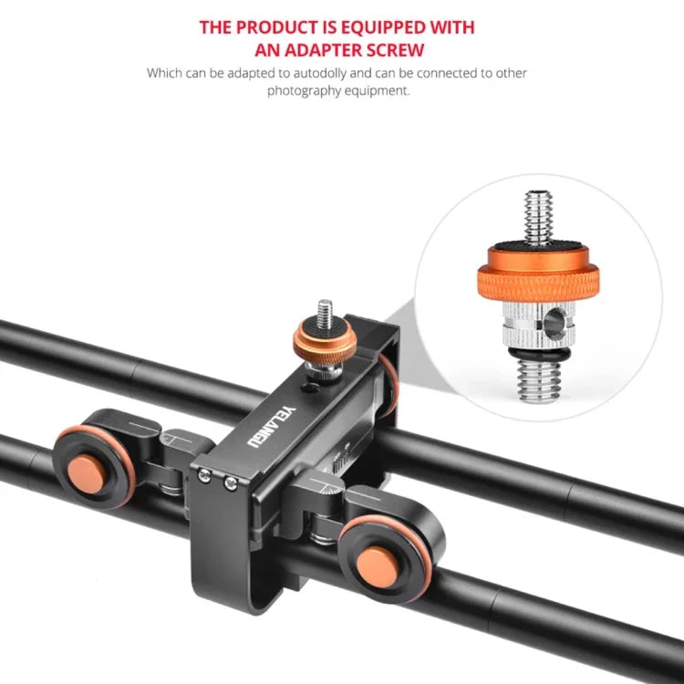 Rail de travelling YELANGU L60E 60 cm + dolly vidéo 3 roues L4 avec pince pour téléphone et rotule, L60E+L4X+PC03+T1