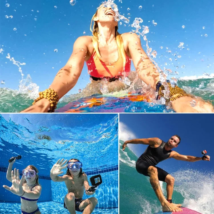 Boîtier 2 en 1 pour GoPro HERO5 : coque arrière tactile + boîtier étanche 45 m (installation sans démontage de l’objectif), avec fixation à boucle et vis de serrage.
