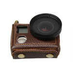 Pour Étui de protection en cuir véritable à texture Litchi pour GoPro HERO4 avec dragonne, texture Litchi (marron)