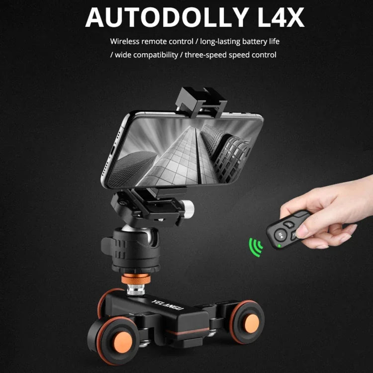 Dolly à roulettes YELANGU L4X + pince pour téléphone PC03 avec télécommande, charge maximale : 3 kg, Dolly L4X + pince pour téléphone PC03