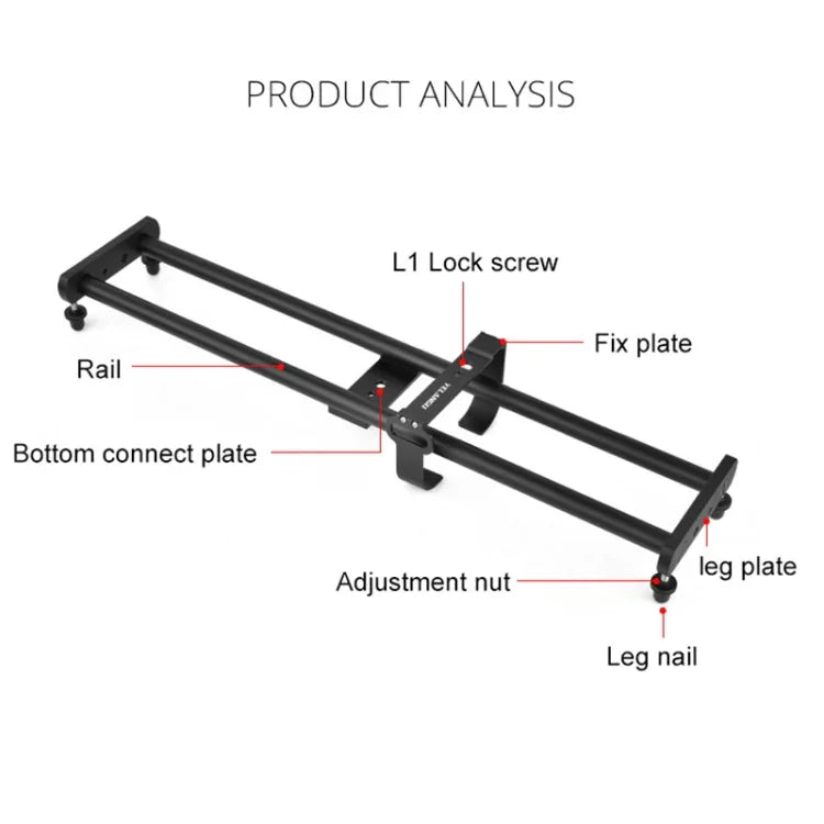 Rail de travelling YELANGU L50E 60 cm pour caméra de raccord + chariot L5i