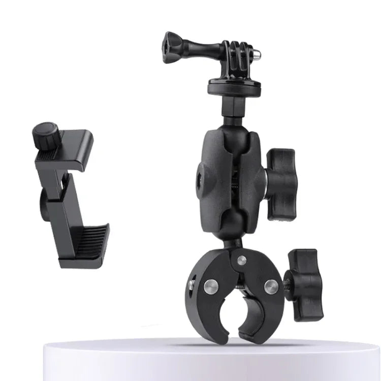 Support de guidon pour caméra d'action à rotation 360° pour vélo et moto, avec pince pour téléphone, version standard.